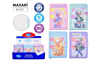 Блокнот "Девочки" 9*13см тв.переплет магнитн.застежка 96л клетка 80г/м2 М-3181