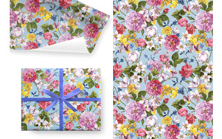 Бумага упаковочная 70*100см "Цветы ретро"  5шт в уп (цена за 1лист) Ч44685 НЕ ВСКРЫВАТЬ