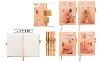 Записная книжка А5   80л "Капибара" 21*15см 2 резинки для ручек тв.переплет клетка МС-7595 Basir