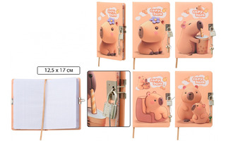 Блокнот "Капибара" 19*13см с замком тв.переплет 80л клетка МС-7465 Basir