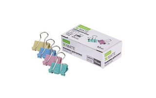 Зажим канц  15мм "Hatber.X-Mate" цветные  ВС_083725