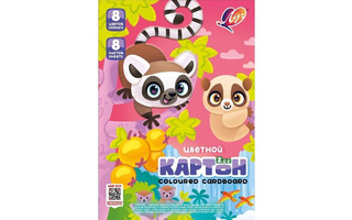 Картон цветной А4  8л  8цв 35С2278-08 "Zoo.Лемуры" Луч