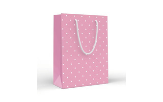 Сумка ламинированная 14*18 "Горох" на розовом код 477 15.11.01706