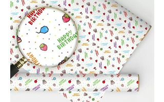 Бумага упаковочная 67*97см "Паттерн HAPPY BIRTHDAY" код 404 15.25.02526