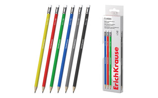 Карандаш ч\гр "Erich Krause.Classic НВ" пластик с ластиком 55268
