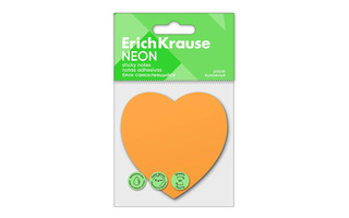 Липкий блок фигурный "ErichKrause.Неоновое сердце" оранжевый 50л 61727