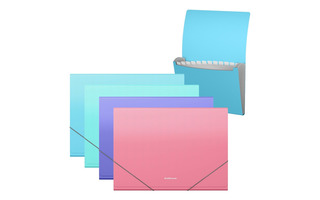 Папка на резинке 13 отд "ErichKrause.Diagonal Pastel" ассорти 61212