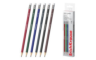 Карандаш ч\гр "Erich Krause.Deep Classic НВ" трехгран с ластиком 60718