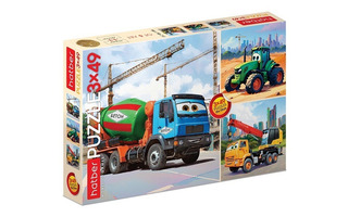 Пазлы Хатбер   49эл "Стройтехника" 3картинки в 1коробке 49ПЗ5_34864
