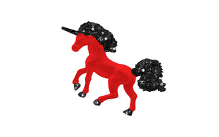 Елочная игрушка "Единорог" красный 16см пластик флок 253242