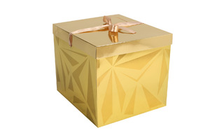 Коробка подарочная "Грани.Золотая" квадрат 22*22*22см сборная 242511 Кокос