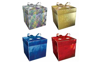 Коробка подарочная "Голография" квадрат 30*30*30см сборная ассорти 253897 Кокос