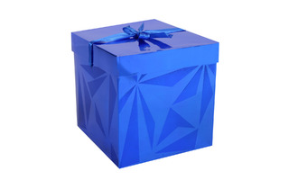 Коробка подарочная "Грани.Синяя" квадрат 22*22*22см сборная 242507 Кокос