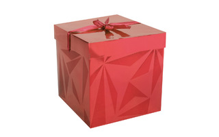 Коробка подарочная "Грани.Красная" квадрат 22*22*22см 242509 Кокос