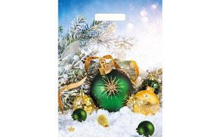 Пакет   31*40 "Мини.НГ.Шарики на снегу" 30мкм с вырубкой (цена за уп 50шт) 7293 Цена 1шт 7,80