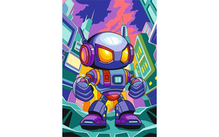 Картина для рисования по номерам для малышей "Нео-робот" 20*30см на холсте Рхд-047
