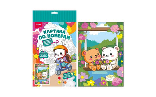 Картина для рисования по номерам для малышей "Цветочные качели" 20*30см на картоне Ркн-136