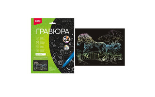 Гравюра "Першеронская лошадь" большая с эффектом золото 18-24см Гр-942