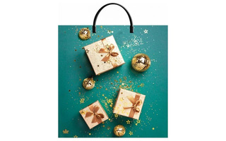 Пакет  36*37 &#34;Тико.НГ.Золотые подарки&#34; 100мкм с пластиковой ручкой 5138