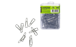 Скрепки 31мм 80шт "Глобус" оцинкованные треугольные пласт.упаковка С31-80Ц