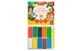 Пластилин 10 цв "Глобус" 150гр мягкий ПЛ10Д