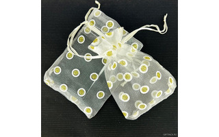 Мешок из органзы 15*20 Золотые точки на белом 10384-М23