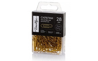 Скрепки 28мм 100шт "Глобус" золотые С28-100З пластик (2168)