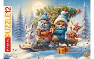 Пазлы Хатбер   12эл в рамке "Зимние забавы" А4 30*20см 12ПЗ4_35197