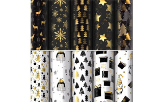 Бумага упаковочная новогодняя 70*100см "Золотая сказка.Black.Gold.White" 592052