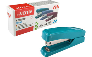 Степлер №10 12л "deVente.Trend" пластик изумрудно-бирюзовый 4142505
