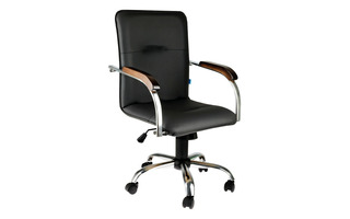 Кресло оператора Helmi HL-M23 "Самба G/Samba G" кожзам черный,орех 344617 (под заказ)