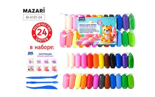 Пластилин легкий 24 цв Mazari прыгающий,не тонущий 12гр M-4197-24