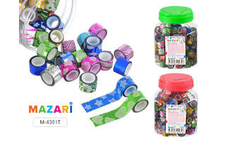 Клейкая лента декоративная 1,2см*1м с блестками ассорти 120 шт (цена за банку) М-4301Т