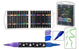 Набор маркеров акриловых  24шт "Basir.С блестками" двухстор 1/4мм МС-7761-24