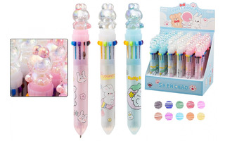 Ручка шариковая "Basir.Зайчик" автомат 0,7мм 10-цветная SC-589