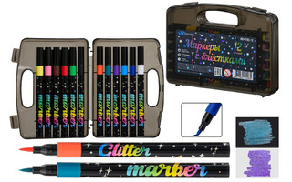 Набор маркеров акриловых  12шт "Basir.С блестками" 1-5мм МС-7742-12