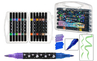 Набор маркеров акриловых  12шт "Basir.С блестками" двухстор 1/4мм МС-7761-12