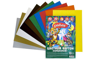 Картон цветной А4 10л  10цв КЦВ10Л10ЦПКР "Creativiki"