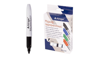Маркер "Alingar" черный пулевидный 2-3мм AL524/BK (5535)