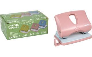 Дырокол  20л "deVente.sigNature" пудрово/розовый пластик с линейкой 4020513