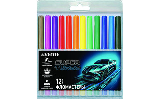 Фломастеры 12цв "deVente.Super Turbo" вентелир.колпачки 5081631