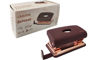 Дырокол  12л "deVente.Esthetics" бургунди пластик с линейкой 4020515