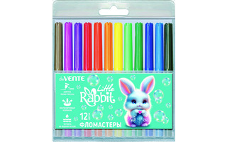 Фломастеры 12цв "deVente.Little Rabbit" вентелир.колпачки 5081640