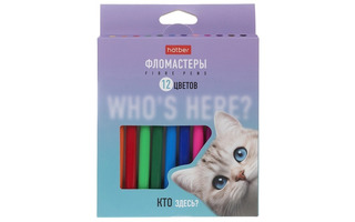 Фломастеры 12цв "Кто здесь?" FP_094113 Hatber