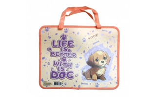 Папка для тетрадей А4 ПМ-А4-26 "Щенок Чарли" пластик+ткань 7см 1отд молния с ручками