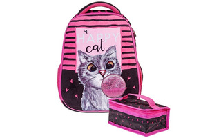 Рюкзак "Ergonomic light.Bubble-cat" 38*29*12см 1 отд светоотр.+термосумка NRk_60045 Hatber
