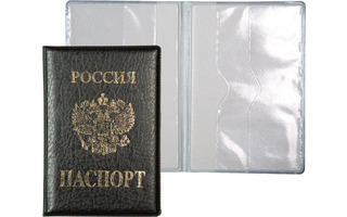 Обложка для паспорта иск.кожа "deVente.Герб" черная 1030310