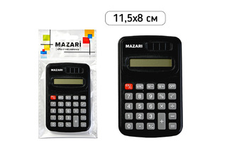 Калькулятор Mazari 8 разряд 115*80мм AG10 черный М-4958