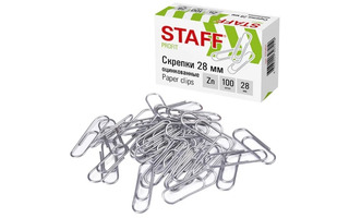 Скрепки 28мм 100шт "STAFF" оцинкованные 270451