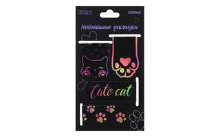 Закладки- магниты  "Милый котик" 2,5*5,5см (цена за набор 4шт) 260662 (7036) Кокос